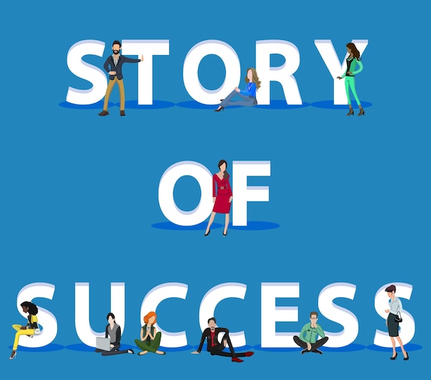 Vector people on story of success for web mobile app presentations