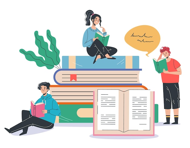 Студенты читают книгу Образовательная библиотека знаний изолированная концепция