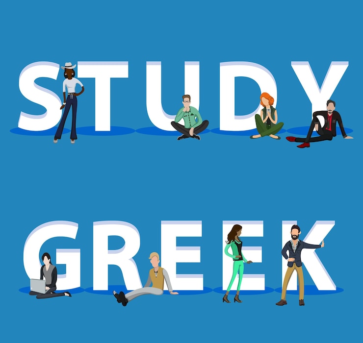 Vector people on study greek for web mobile app presentations