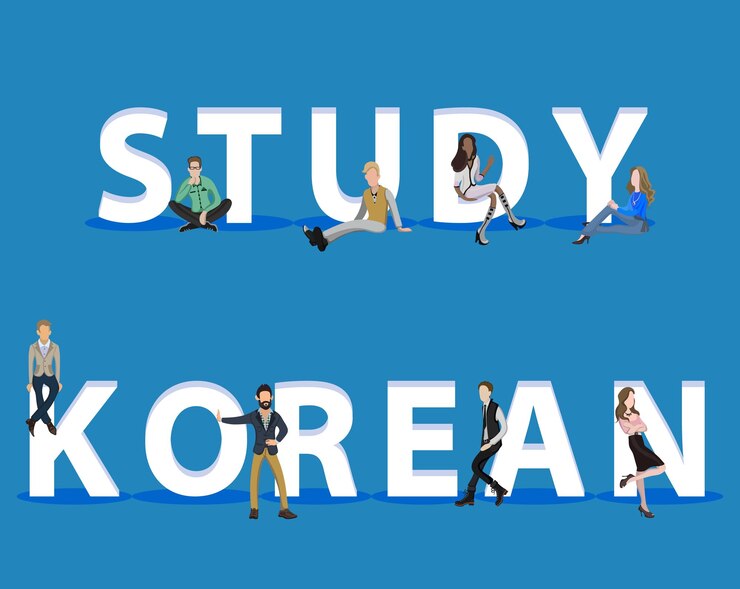 Vector people on study korean for web mobile app presentations