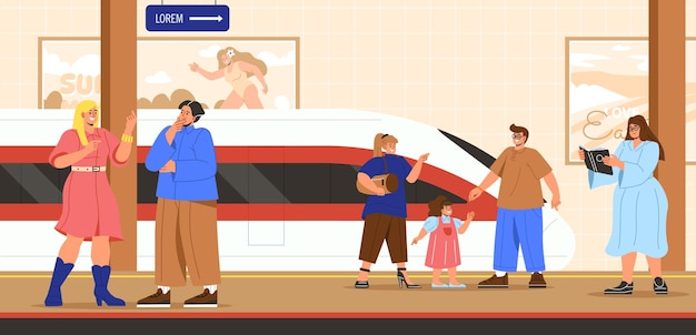 People at subway station vector concept