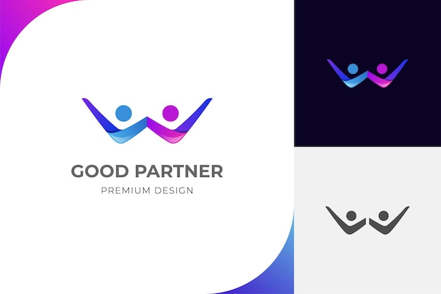 Success people o partner logo icon design con checklist happy human illustrazione grafica simbolo vettoriale per il logo dell'uomo d'affari