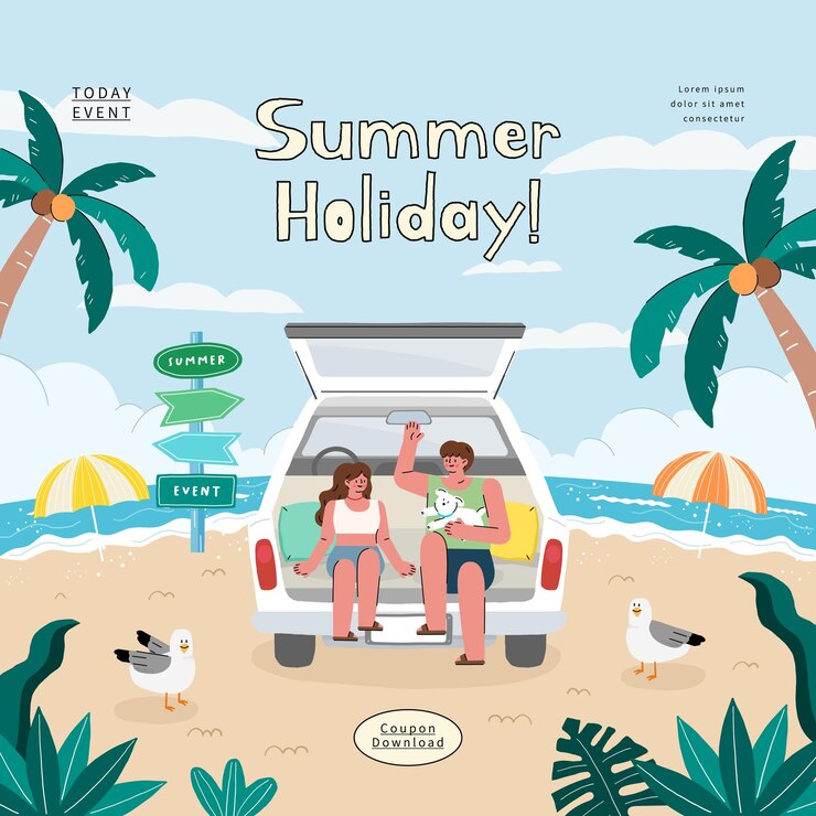 people on summer vacation vector illustration