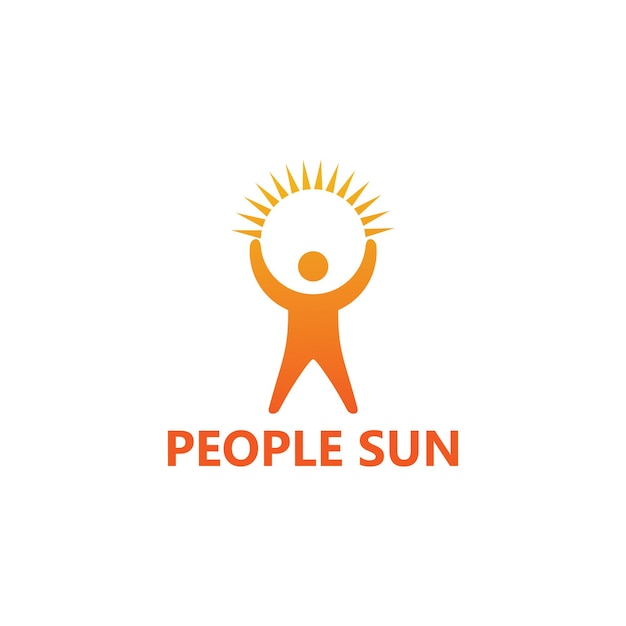 사람들 태양 로고 템플릿 디자인