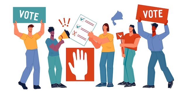 people take part in democratic voting human rights and democracy