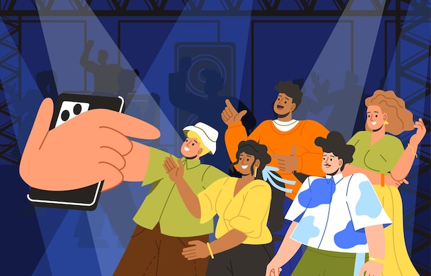 people taking selfie at party concept