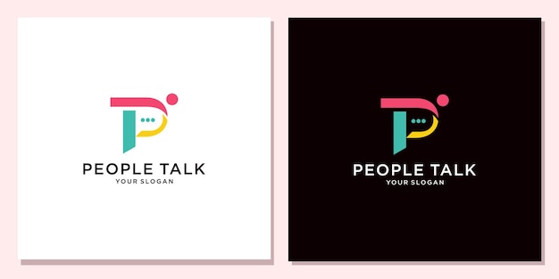 people talk with bubble chat logo design inspiration