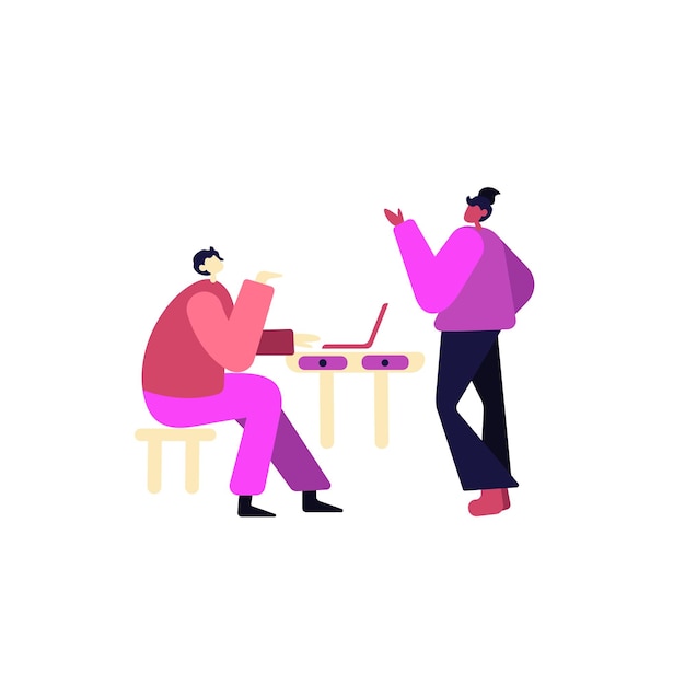 Vector people talking about important things colleagues discussing agenda and brand new information single object without background bright color vector image