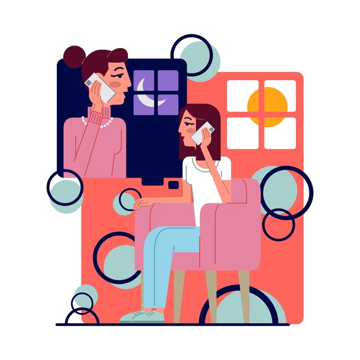 Vector people talking using smartphone flat vector illustration