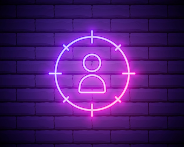 People Targeting Neon Sign Vector Illustration of Business Promotion isolated on brick wall