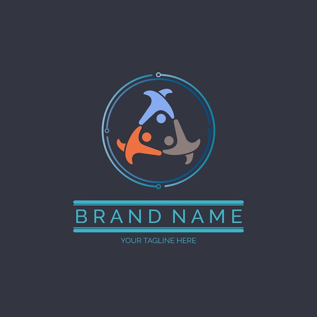 шаблон дизайна логотипа связи команды людей для бренда или компании и других