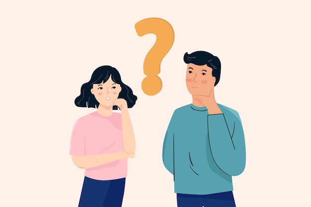 People thinking, asking about something 