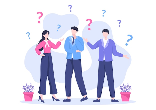 People thinking to make decision problem solving and find creative ideas in flat illustration