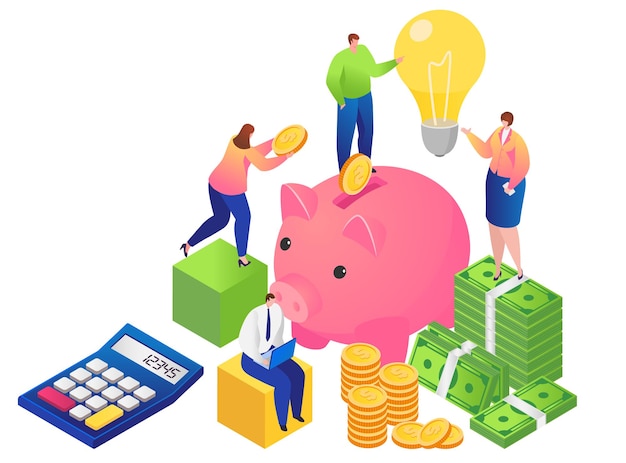 Premium Vector | People together cash management