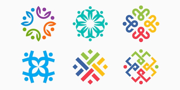 People together logo icon set. logo template can represent unity and solidarity in group