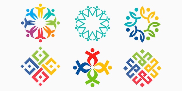 People together logo icon set. logo template can represent unity and solidarity in group