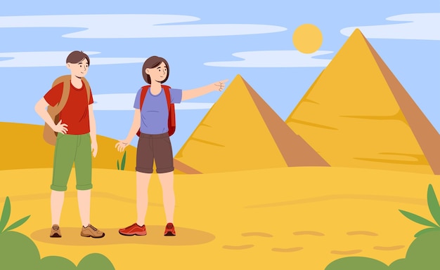 People travel at dessert vector concept