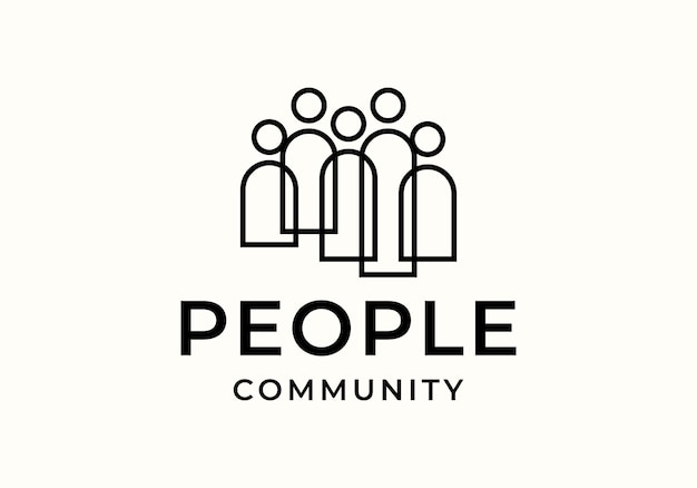 people unity family line 아트 로고 아이콘 일러스트레이션 디자인