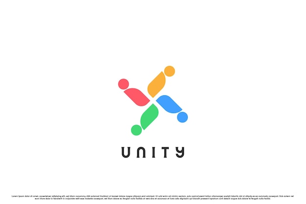 People unity logo design illustration Silhouette of a collection of people with various differences