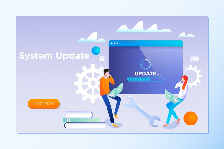 Люди обновляют операционную систему