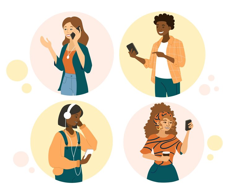 Vector people use smartphones
