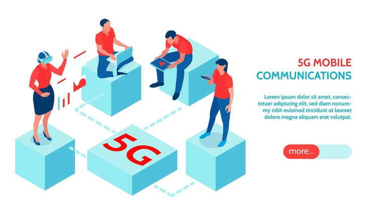 Vector people using high speed mobile 5g internet illustration