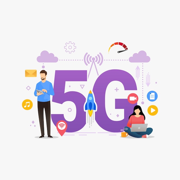 People using high speed wireless connection via mobile smartphone