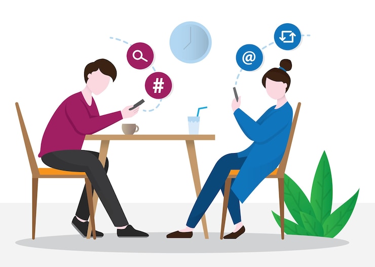 Vector people using smartphone icon illustration vector life with smartphone looking smartphone icon