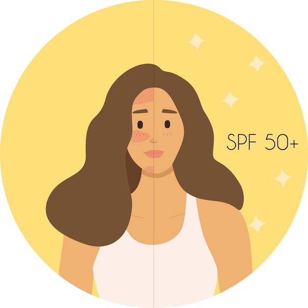 Vector people uv skin protection. using gel with spf. sun protection infographic. vector flat illustration.