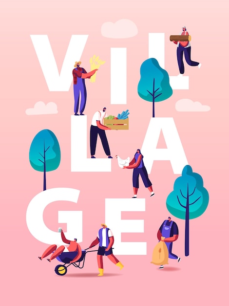 People in village illustration