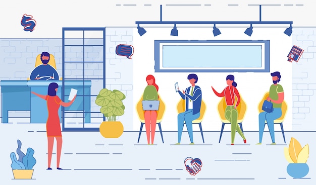 Vector people waiting job interview