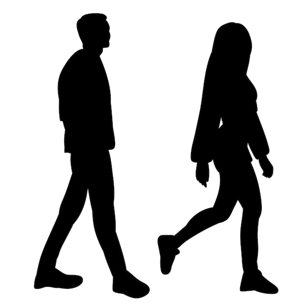 People walking silhouette on white background isolated vector