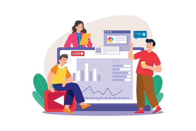 People watching online analytics Illustration