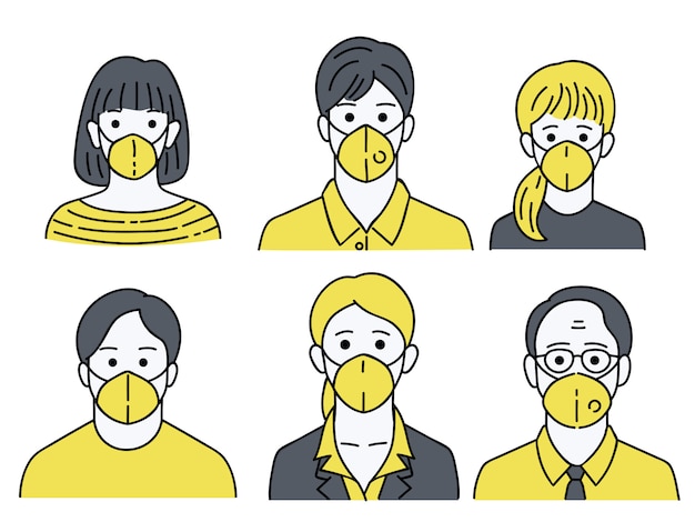 Vector people wearing mask protection