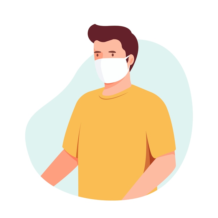 Vector people wearing medical mask. new normal health protocol