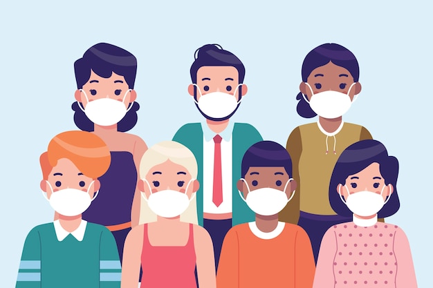 Vector people wearing medical mask