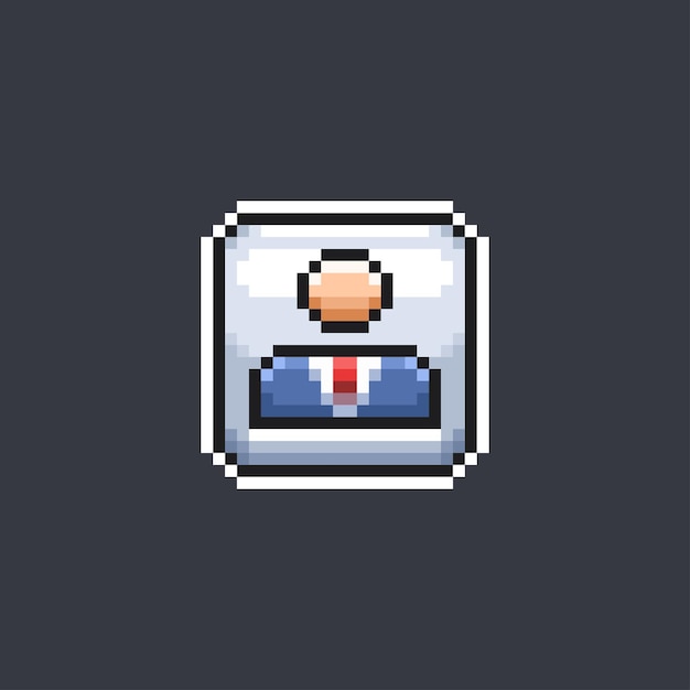 people wearing suit button sign in pixel art style