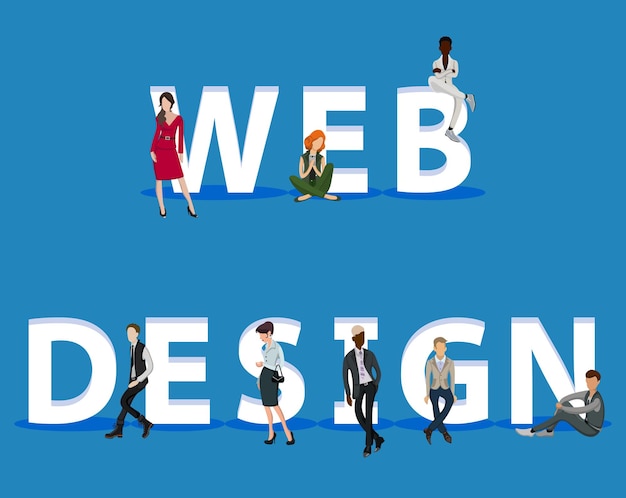 Vettore persone su web design per presentazioni di app per dispositivi mobili web