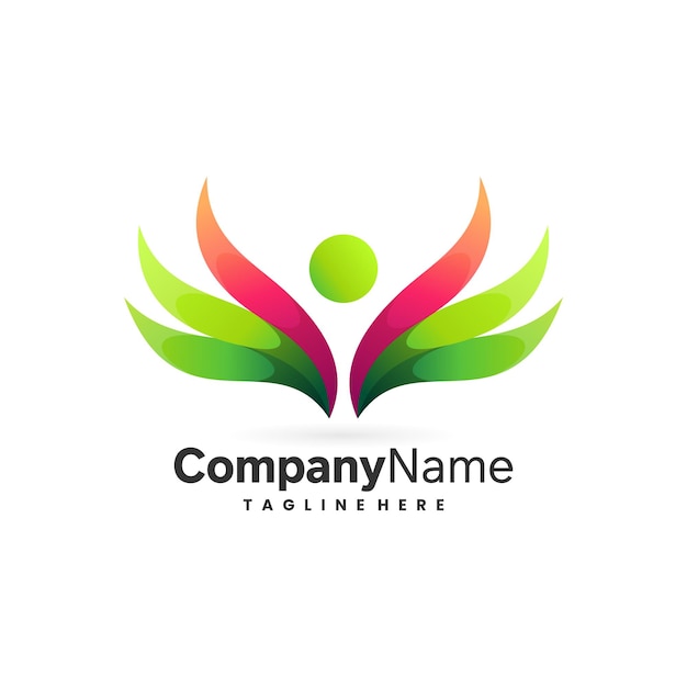 People wellness icon logo design template