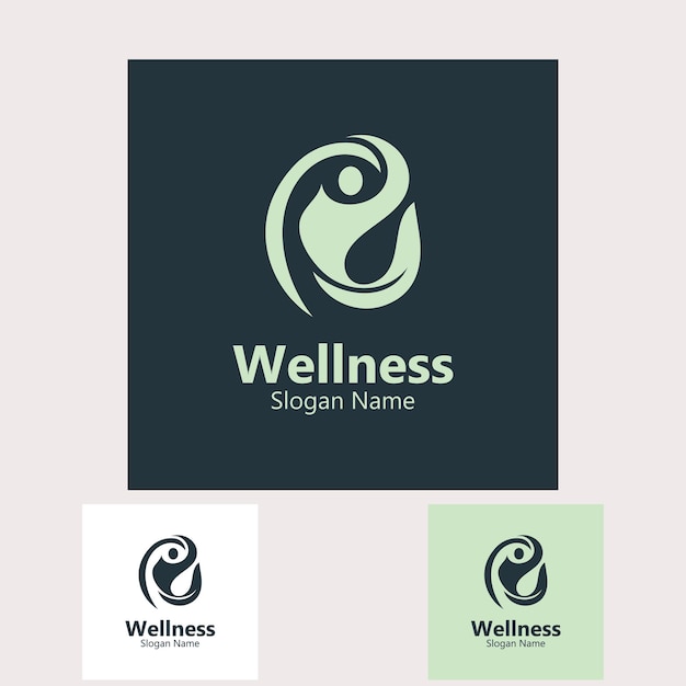Concetto di cura sana del modello di progettazione del logo del benessere delle persone