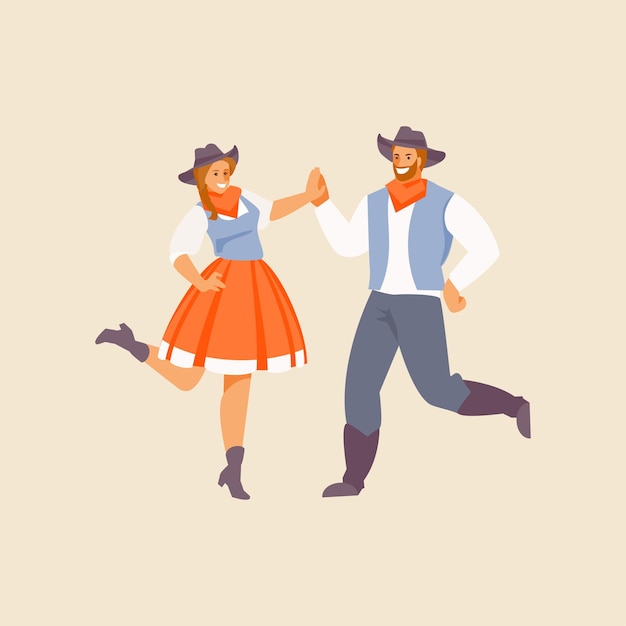 西洋の衣装を着た人々が伝統的なアメリカのダンスを披露します