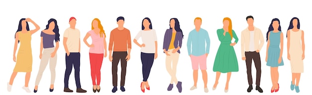 People on white background in flat style isolated vector