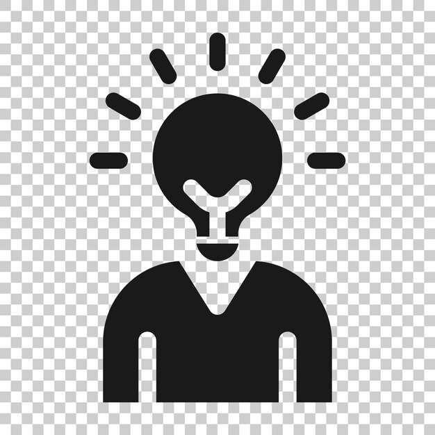 People with bulb icon in flat style idea vector collection illustration on white isolated background Brain mind business concept