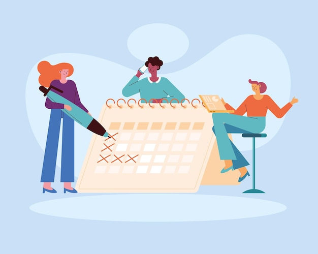 Vector people with calendar planning