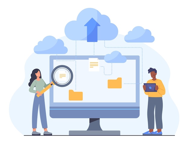 Vector people with clouds data concept