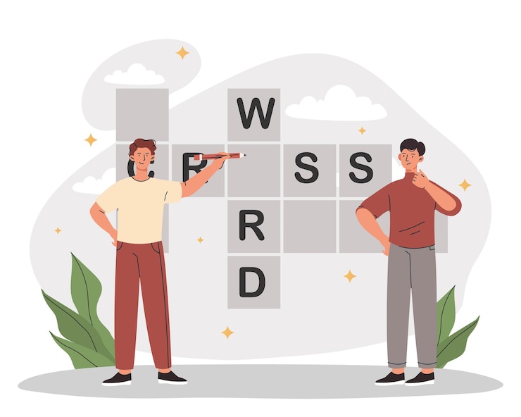 Vector people with crossword