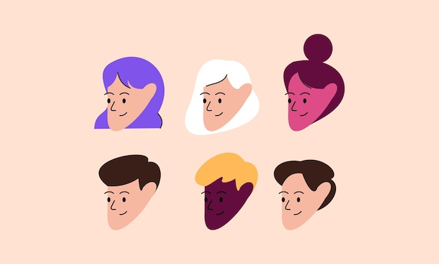 People with different expressions vector illustration