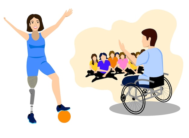 Vector people with disabilities network illustrations