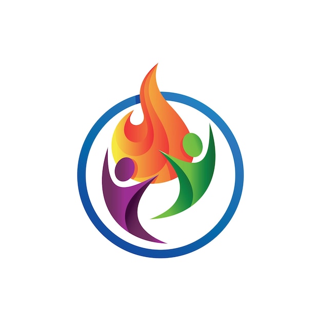 Люди с огненным логотипом