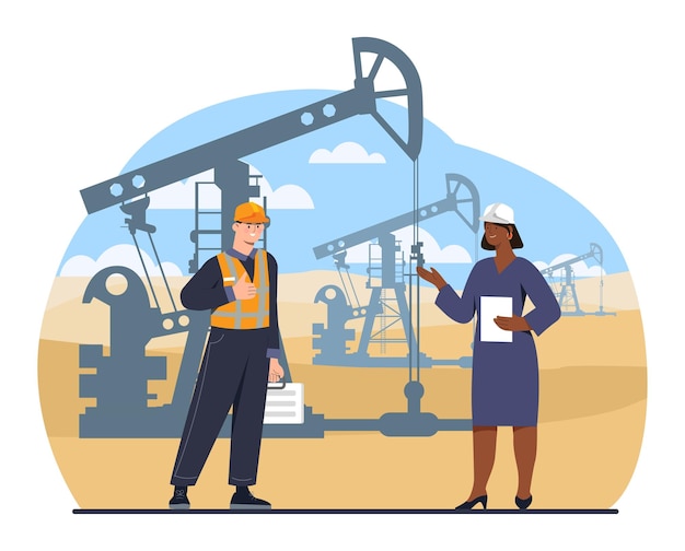 Vector people with oil production vector concept